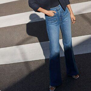 High Rise Patch Pocket Flare Jeans Ann Taylor